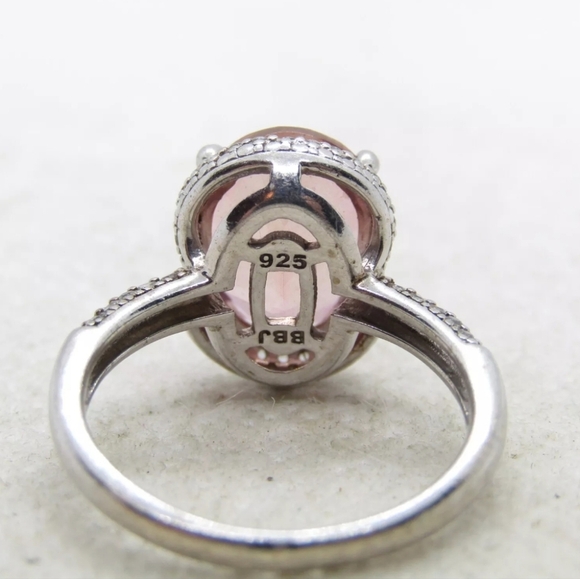 BBJ Sterling Silver 925 Red & White Cubic Zirconia Ring Size 9 - Picture 6 of 6